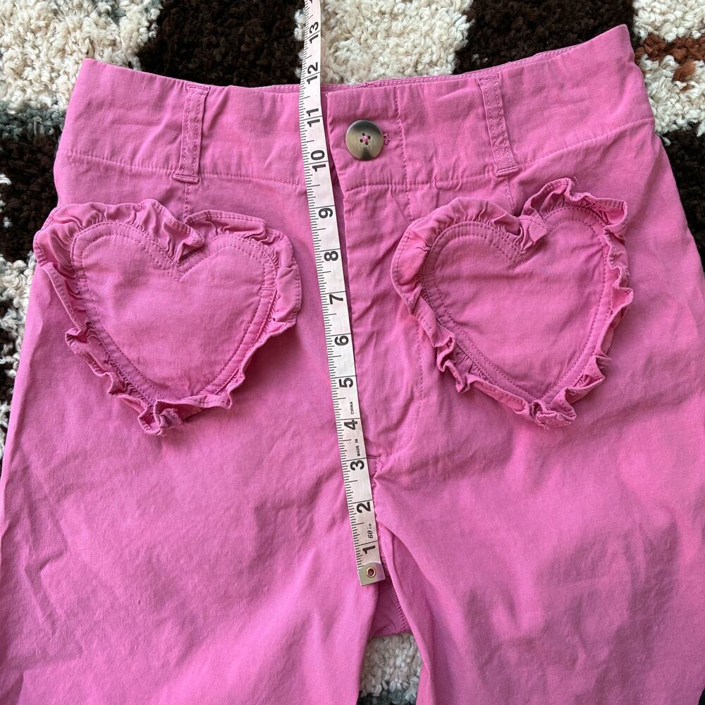 Maeve Colette Pink Heart Pocket Crop Ankle High Waisted Wide-Leg Pants Size 29P - Picture 9 of 12